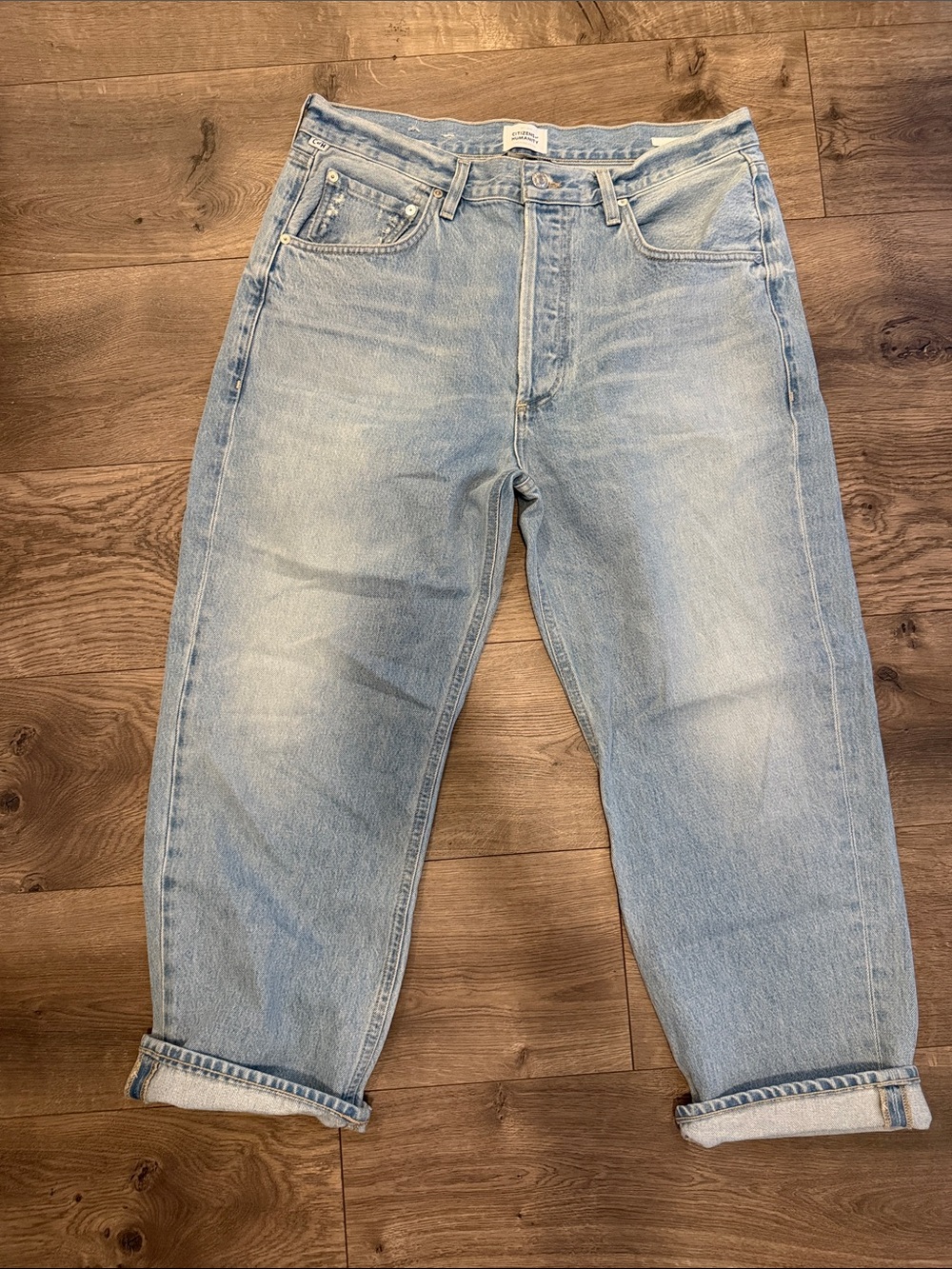 Citizens Of Humanity Dahlia Baby Roll Light Blue Relaxed Jeans
